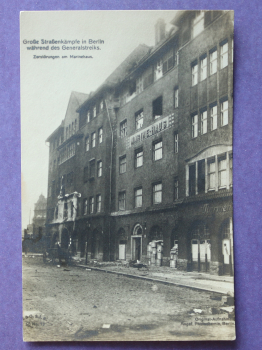 Ansichtskarte Foto AK Berlin 1918-1920er Jahre Marinehaus Zerstörungen Revolution Generalstreik Straßenkämpfe Ortsansicht Architektur